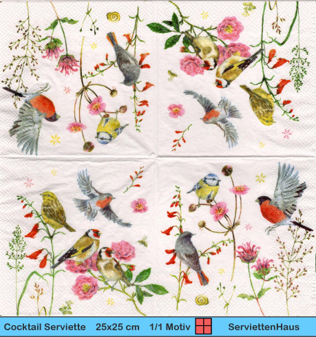 Daniela Drescher - Heimatliche Vögel - 1 Cocktail Serviette - Halbes Motiv