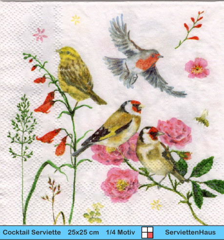 Daniela Drescher - Heimatliche Vögel - 1 Cocktail Serviette - Halbes Motiv
