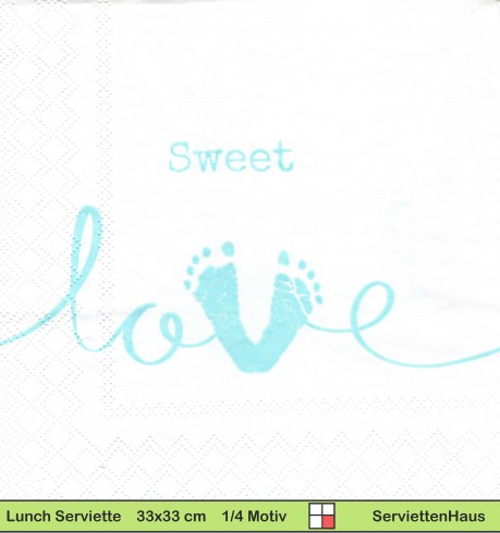 Zur Geburt Sweet love in blau - 1 Lunch Serviette
