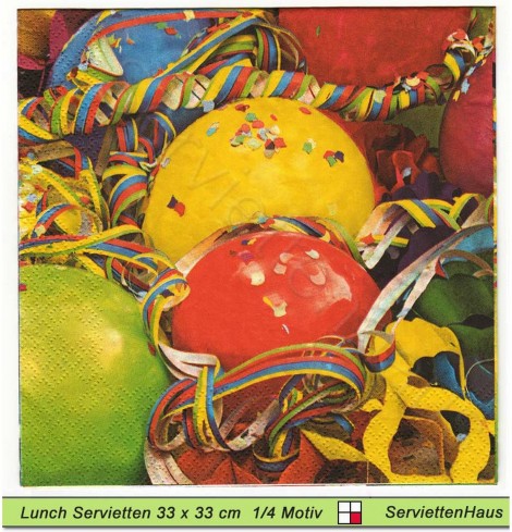 Geburtstag - Luftballons und Konfetti - 1 Lunch Serviette