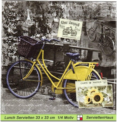 Gelbes Fahrrad in der Stadt - 1 Lunch Serviette