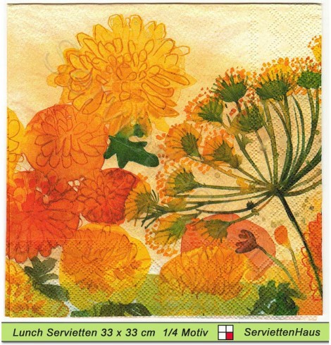 Gezeichnete Chrysanthemen - 1 Lunch Serviette