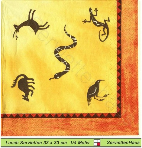 Gezeichnete Kiwi Salamander Reh - 1 Lunch Serviette