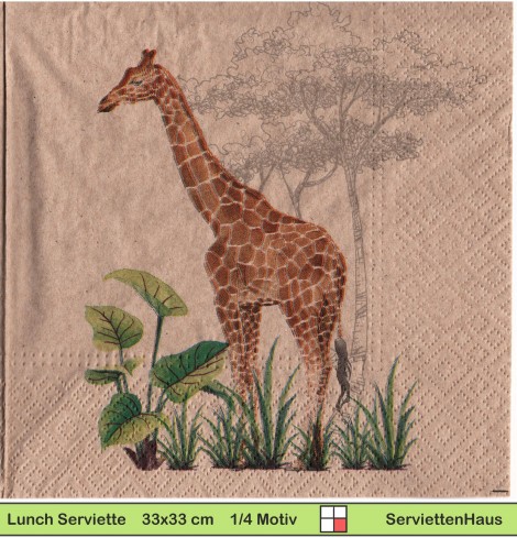 Giraffe auf Naturpapier - 1 Lunch Serviette