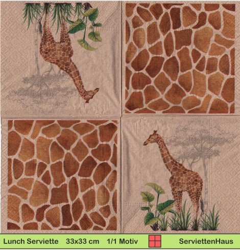 Giraffe auf Naturpapier - 1 Lunch Serviette