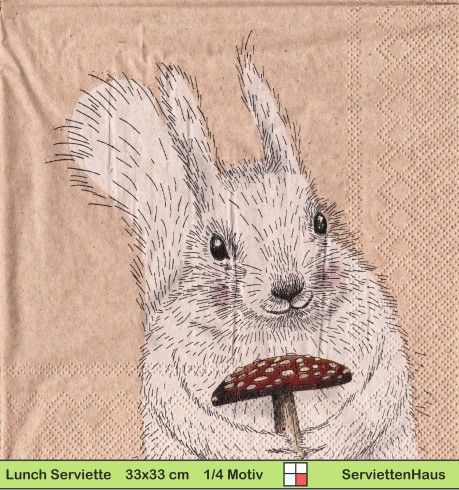 Glücksmomente mit Eichhörnchen und Fliegenpilz - 1 Lunch Serviette