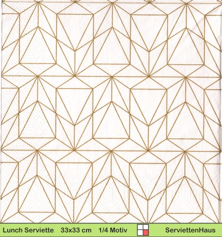 Geometrisches Muster mit goldenen Dreiecken - 1 Lunch Serviette