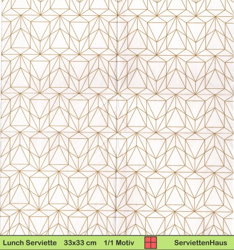 Geometrisches Muster mit goldenen Dreiecken - 1 Lunch Serviette