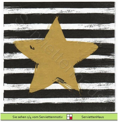 Goldener Stern auf schwarz - 1 Lunch Serviette