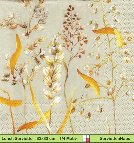 Wiesenblumen Gräser auf beige - 1 Lunch Serviette