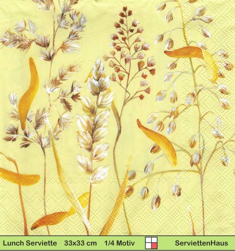 Wiesenblumen Gräser auf gelb - 1 Lunch Serviette