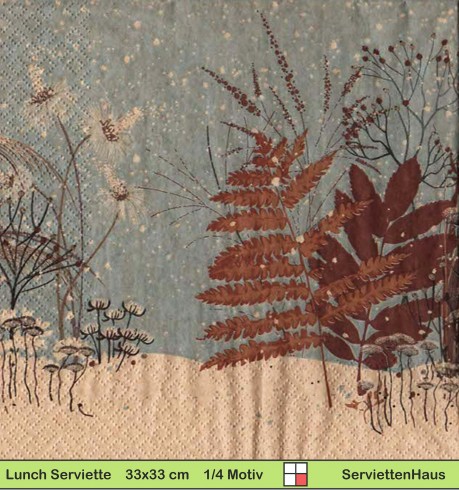 Schneefall auf der Wiese auf Naturpapier - 1 Lunch Serviette - halbes Motiv