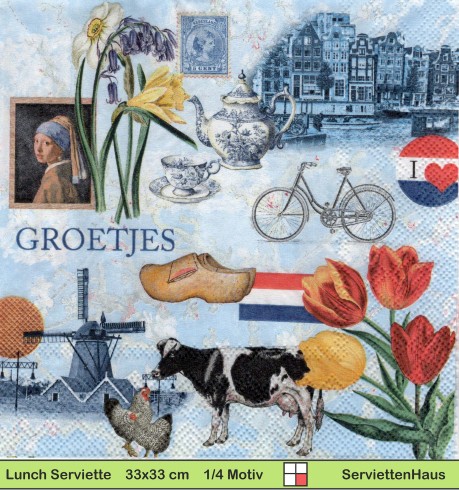 Niederlande - Kleine Bildchen von Holland - 1 Lunch Serviette