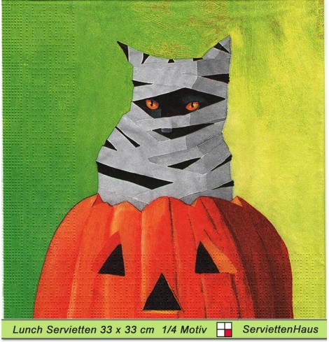 Halloween Katze als Mumie - 1 Lunch Serviette
