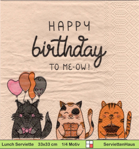Happy birthday to meow - 1 Lunch Serviette