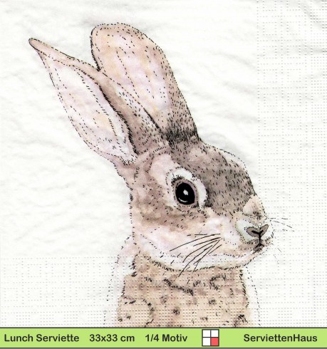 Gezeichneter brauner Hase - 1 Lunch Serviette