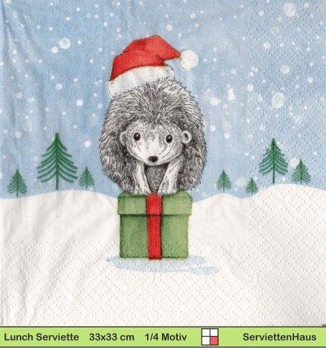 Hase und Igel als Nikolaus mit Geschenken - 1 Lunch Serviette
