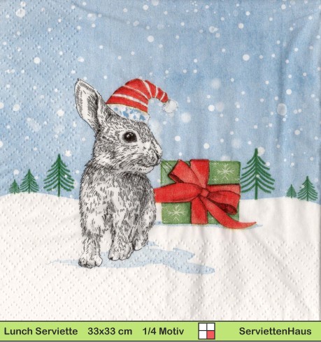 Hase und Igel als Nikolaus mit Geschenken - 1 Lunch Serviette