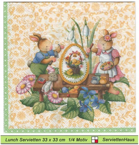 Villeroy & Boch - Hasenfamilie - Bildermalerei - 1 Lunch Serviette