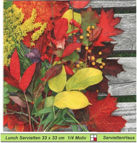 Herbstliche Blätter auf Holz - 1 Lunch Serviette