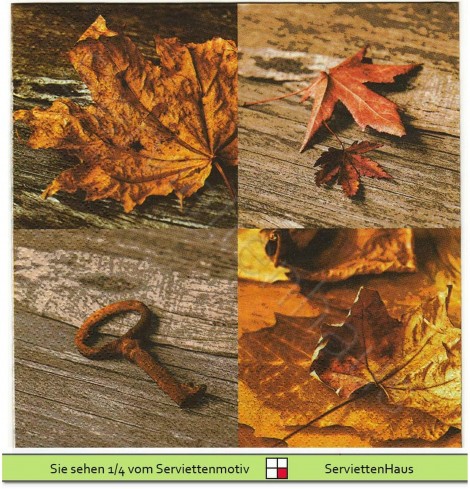 Rarität Herbstliche Blätter mit altem Schlüssel - 1 Lunch Serviette