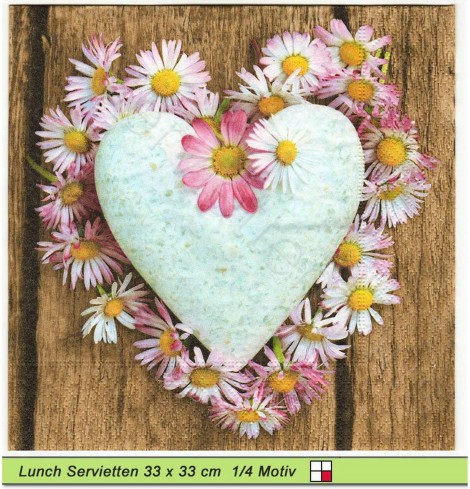 Herz aus Stein mit Gänseblumen - 1 Lunch Serviette
