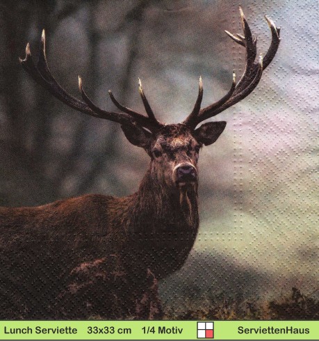 Hirsch im Wald im Morgengrauen - 1 Lunch Serviette