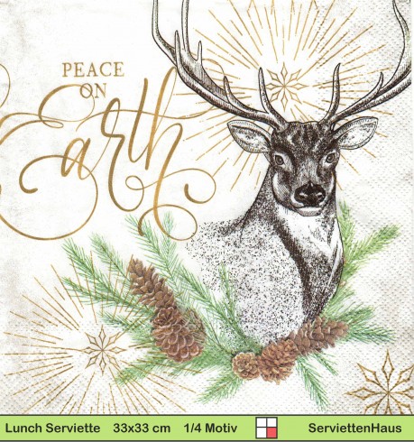 Peace on Earth mit Hirsch - 1 Lunch Serviette