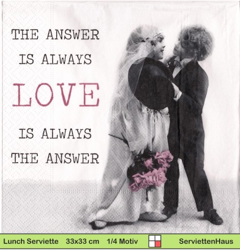 Sagen Vintage Design - Hochzeit - Die Antwort ist Liebe - 1 Lunch Serviette