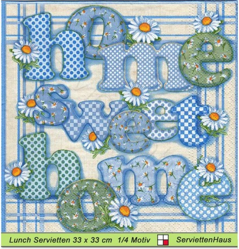 Home Sweet Home auf blau - 1 Lunch Serviette
