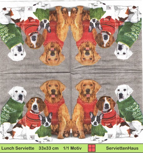 Drei Hunde im Wollpullover - 1 Lunch Serviette