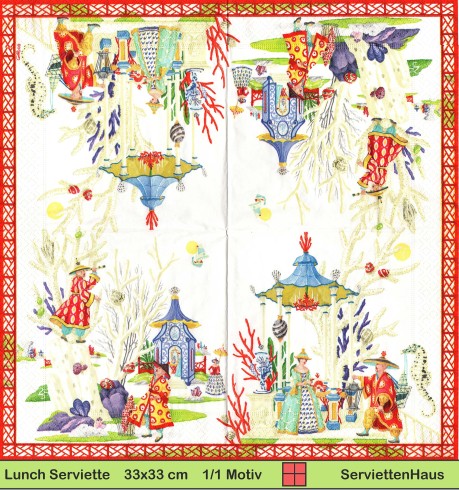 Asien - Im japanischen Garten - 1 Lunch Serviette - halbes Motiv