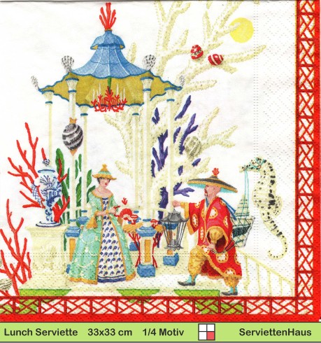 Asien - Im japanischen Garten - 1 Lunch Serviette - halbes Motiv