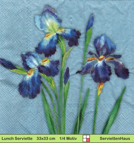 Iris auf blau - 1 Lunch Serviette