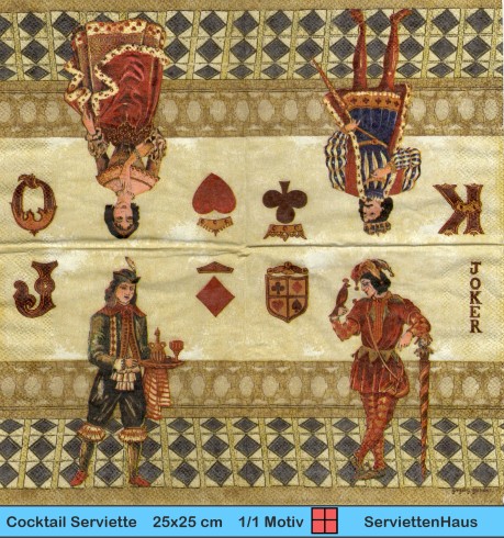 Rarität von Cypress - Vintage Spielkarten Joker - 1 Cocktail Serviette