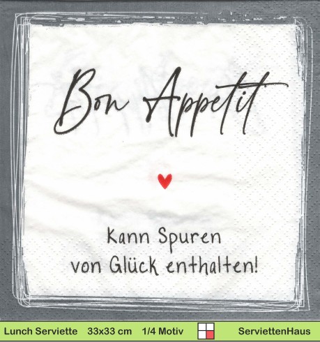 Bon Appetit Kann Spuren von Glück enthalten - 1 Lunch Serviette