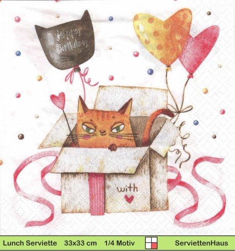 Geburtstag - Katze wünscht dir Glück - 1 Lunch Serviette