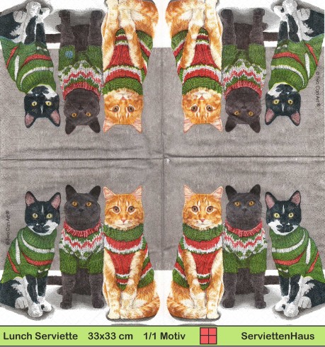 Drei Katzen im Pullover - 1 Lunch Serviette