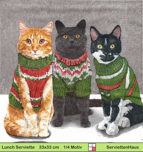 Drei Katzen im Pullover - 1 Lunch Serviette