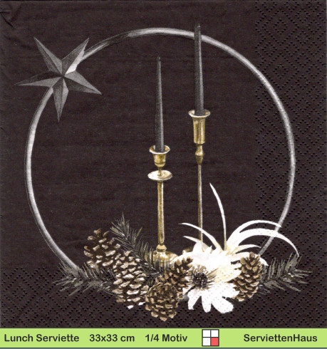 Kerzenständer auf schwarz - 1 Lunch Serviette