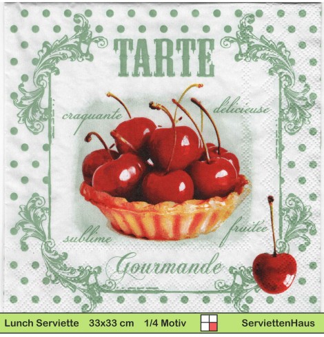 Kirschen mit Ornamenten - 1 Lunch Serviette