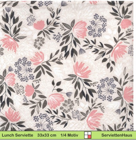 Kleine Blumen auf beige - 1 Lunch Serviette