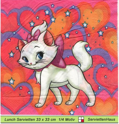 Kleine Katze auf pink - 1 Lunch Serviette