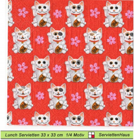Kleine lustige Katzen mit Baseball - 1 Lunch Serviette - ganzes Motiv
