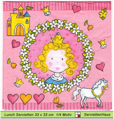 Kleine Prinzessin im Blütenkranz - 1 Lunch Serviette