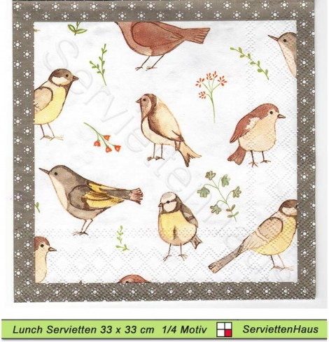 Kleine Vögel - zwei verschiedene Motive - 1 Lunch Serviette