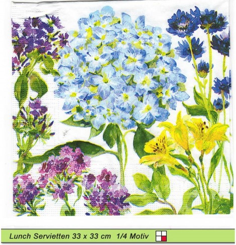 Kornblumen Lilien Hortensien - 1 Lunch Serviette