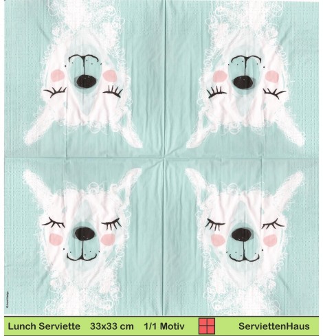 Lama auf blau - 1 Lunch Serviette