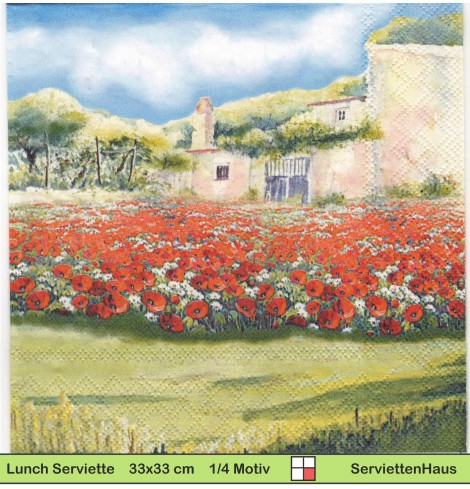 Landhaus zwischen Mohnblumen und Margeriten - 1 Lunch Serviette