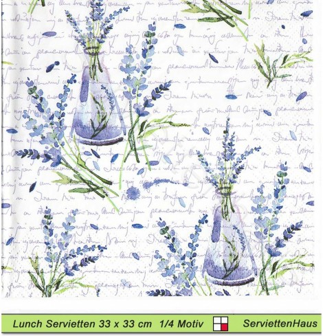 Lavendel in Flaschen auf Schrift - 1 Lunch Serviette